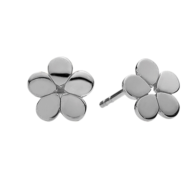 Billede af Ørestikker i sort rhodineret Sølv med Blomster