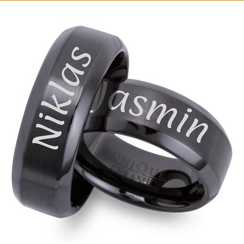 Vielsesringe i Keramik 8 mm - Udvendig lasergravering