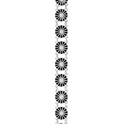 Lund Marguerit armbånd i Sølv med sorte Margueritter - 19 cm