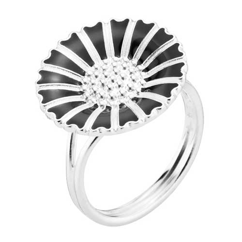 11: Lund Marguerit ring i Sølv med sort Marguerit - 18 mm