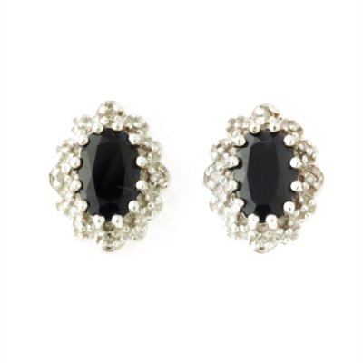 Ørestikker i 14 kt. Hvidguld med Safir og Diamanter