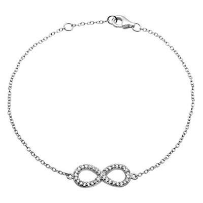 Billede af Infinity armbånd i Sølv med Zirkonia - 16 og 18 cm