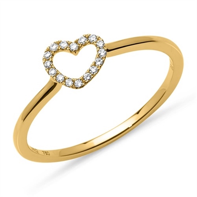 Billede af Ring i 18 kt. Guld med diamantbesat Hjerte - 0,07 ct.