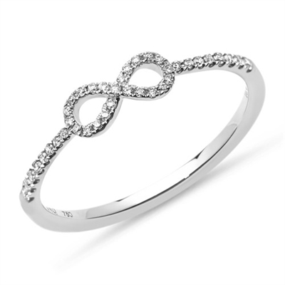 Billede af Infinity ring i 18 kt. Hvidguld med Diamanter - 0,14 ct.