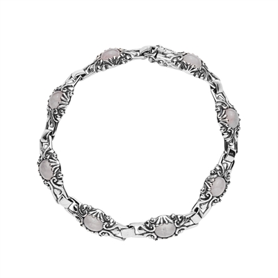 Billede af Armbånd i Sølv med Rosakvarts - 19,5 cm