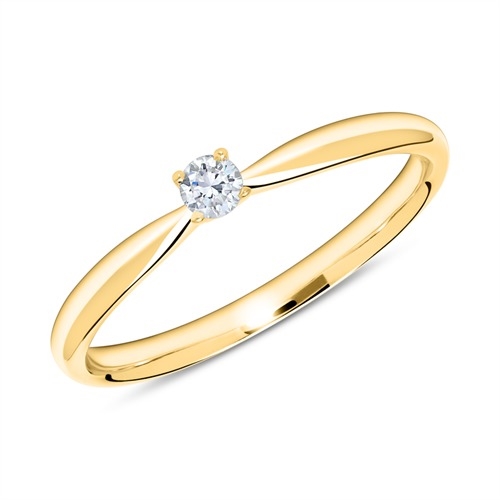4: Solitairering 14 kt. Guld med Diamant - 0,10 ct.