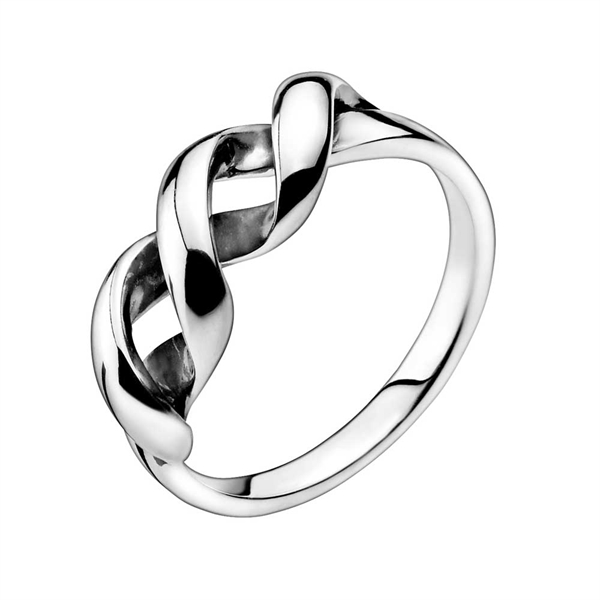 Billede af Snoet ring i oxyderet Sølv