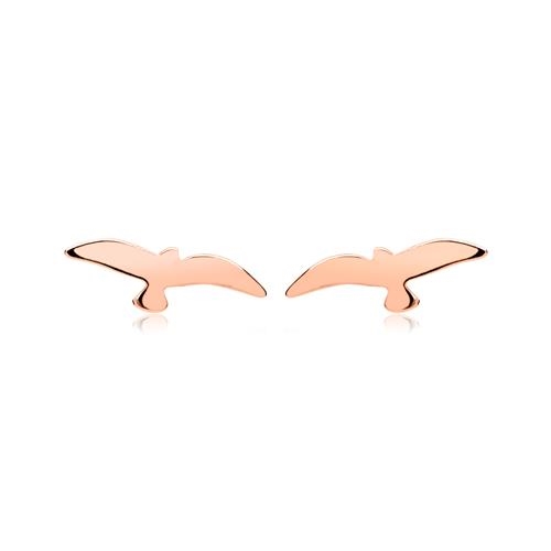 Billede af Øreringe i rosaforgyldt Sølv med svævende Fugle
