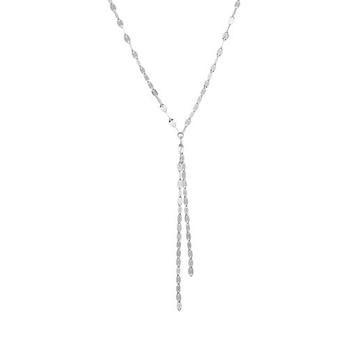 Y - Halskæde i Sølv med små ovale Plader - 40 til 45 cm