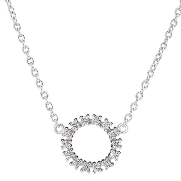 Collier i 14 kt. Hvidguld med Diamanter 0,21 ct. - 45 og 48 cm