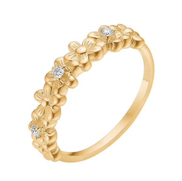 Billede af Ring i 8 kt. Guld med Blomster og Diamanter - 0,06 ct