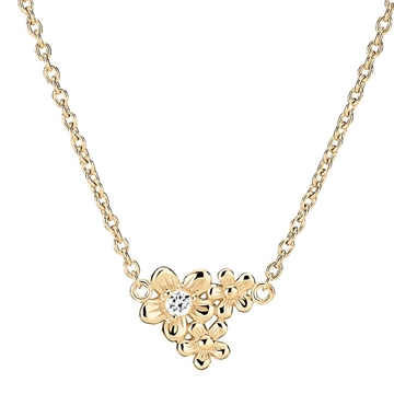 Collier i 8 kt. Guld med Blomster og Diamant