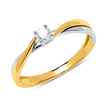 Forlovelsesring i Guld og Hvidguld med Diamant - 0,15 ct