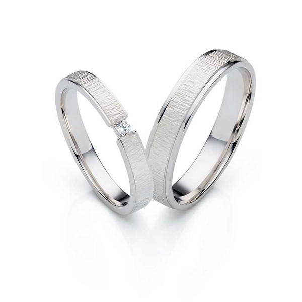 Vielsesring i Sølv med Zirkonia - 3 og 4,5 mm