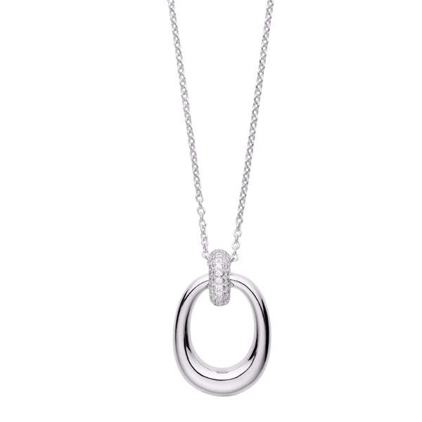 Halskæde i Rhodineret Sølv med Ovalt Vedhæng