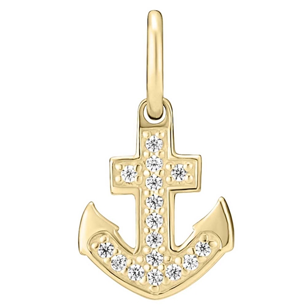 Vedhæng i 8 kt. Guld med Anker og Zirkoniasten - 12 x 9 mm