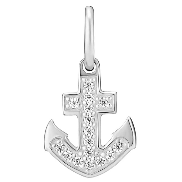 Vedhæng i Sterlingsølv med Anker og Zirkoniasten - 12 x 9 mm