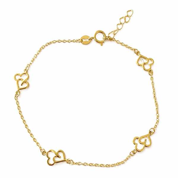 Armbånd i 8 Karat Guld med Hjerter