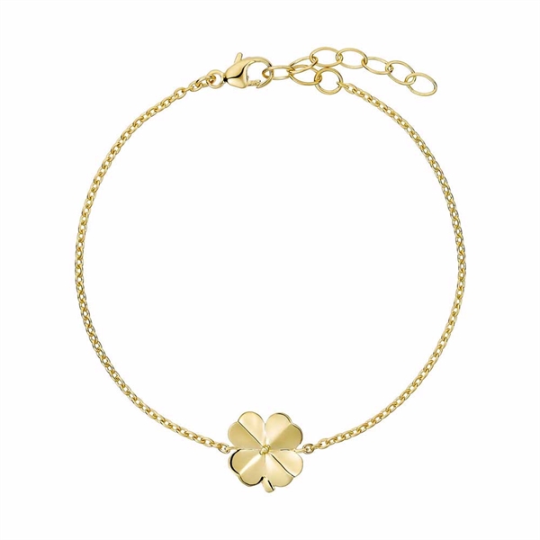 Armbånd i forgyldt Sterlingsølv med Firkløver - 16 til 19 cm