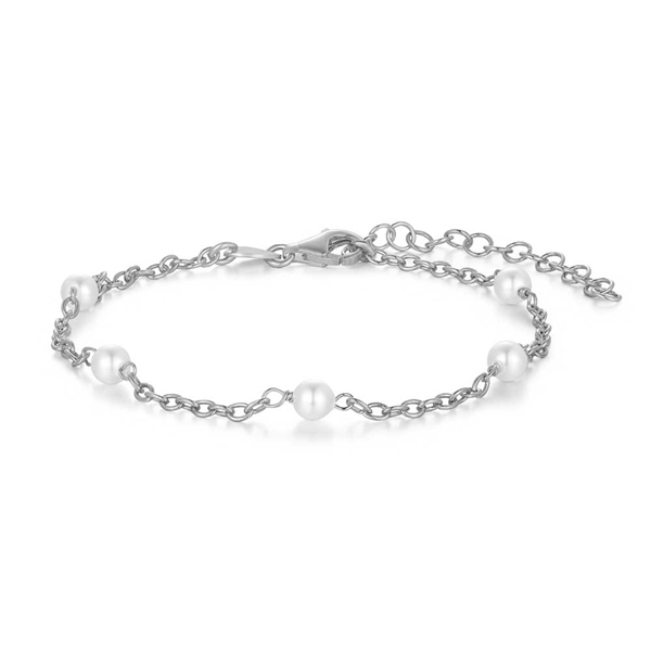 Armbånd i rhodineret Sterling sølv med ferskvandsperler