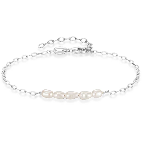 Armbånd i rhodineret 925 Sterling sølv med ferskvandsperler