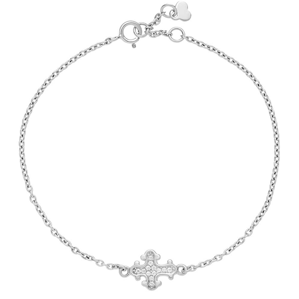 Armbånd i Sølv med Dagmarkors og Zirkonia - 16 til 18 cm