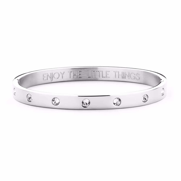 Armring i Rustfrit Stål med Zirkonia og Indgravering - 6 mm