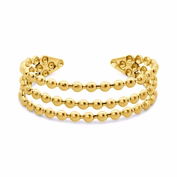 Armring i Guldfarvet Stål med Kugletråde