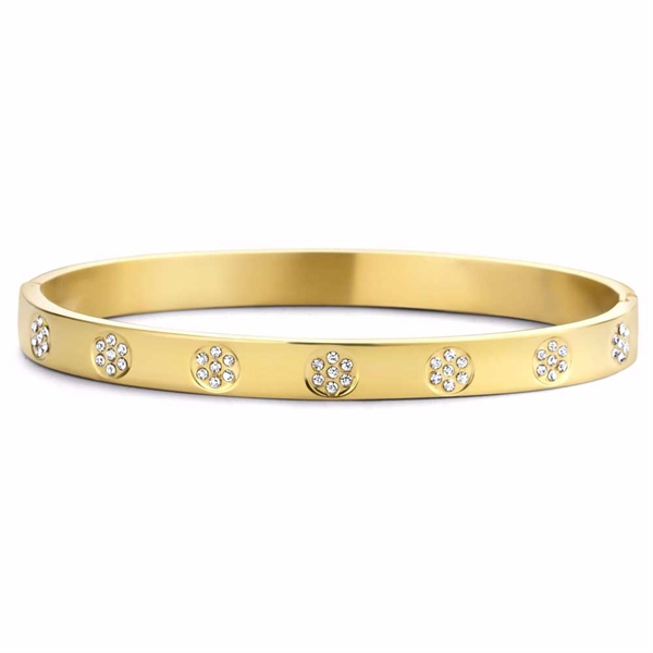 Armring i Guldfarvet Stål med Zirkonia