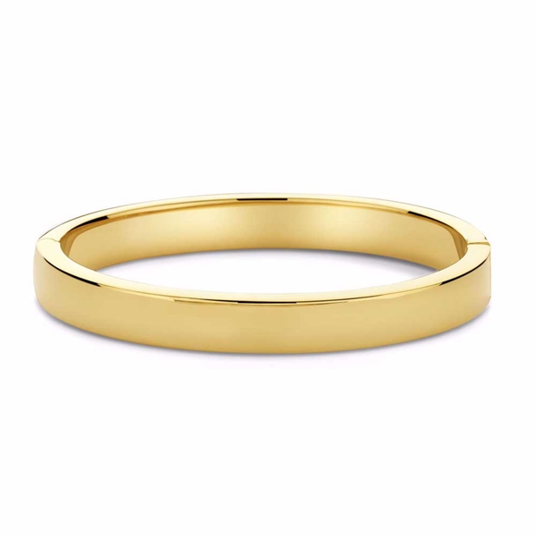 Bred Armring i Guldfarvet Stål -