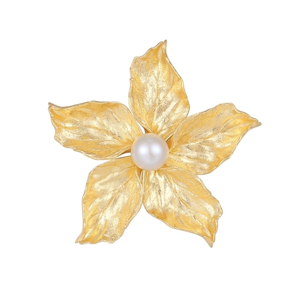 Broche i Forgyldt Sølv med Blomst