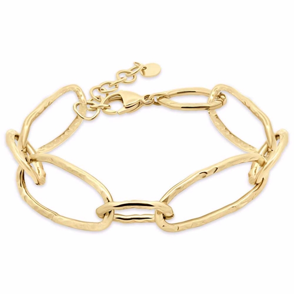 Armbånd i PVD Guldfarvet Stål med Rustik Kædeled - 20,5 til 23,5 cm