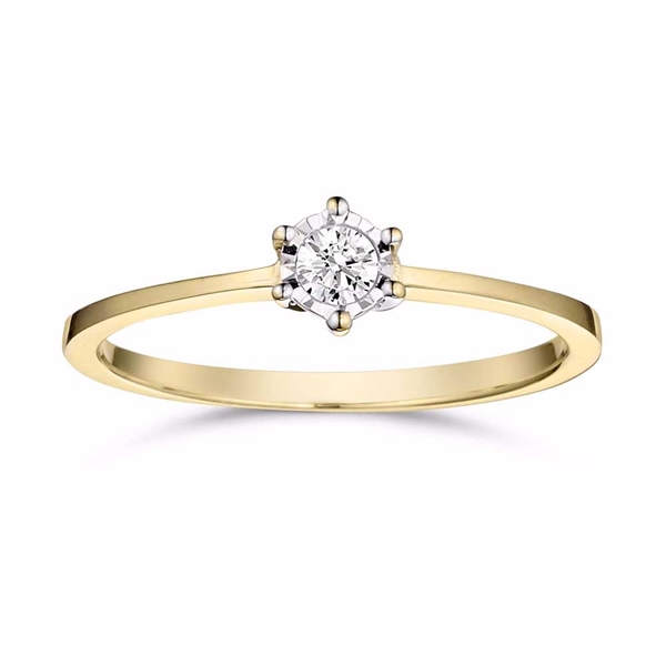 Ring i 8 Karat Guld med Diamant 0,10 ct