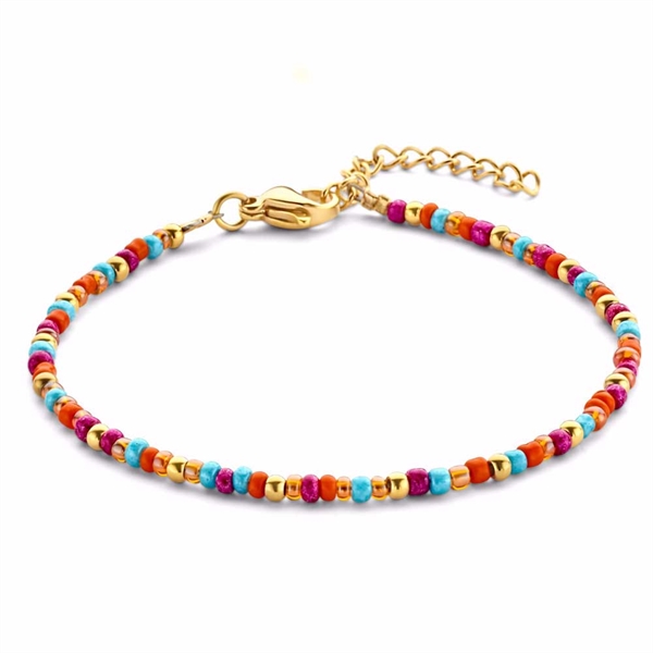 Farverigt Perlearmbånd i Stål - Multicolor Design