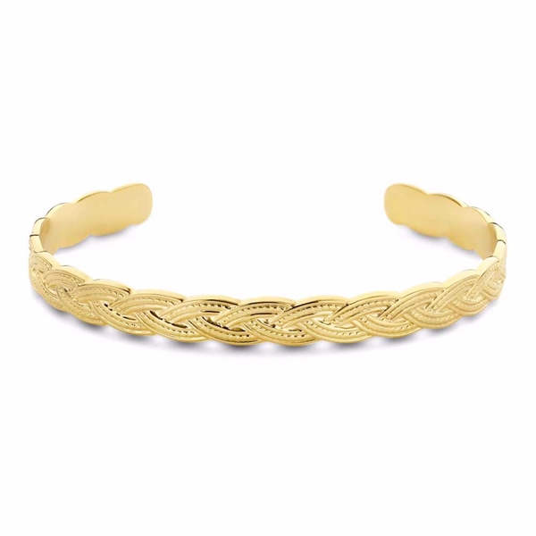 Flettet Armring i Guldfarvet Stål - 5 x 6 cm