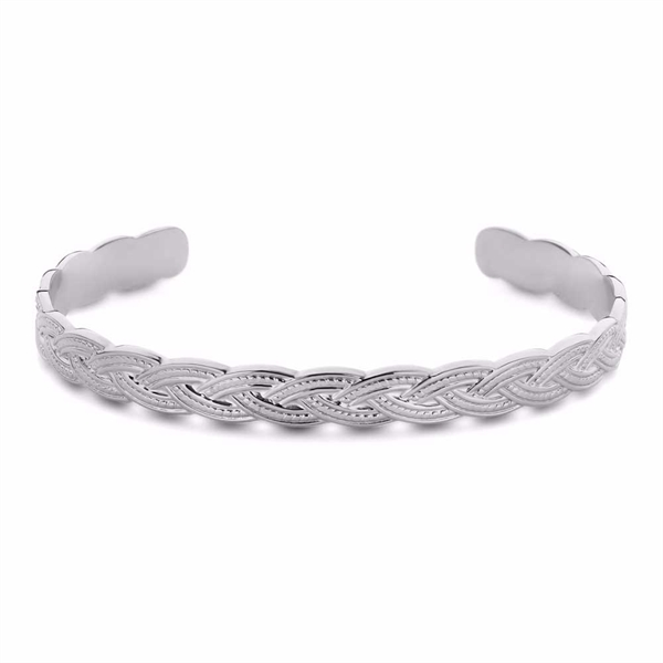 Flettet Armring i Rustfrit Stål - 5 x 6 cm