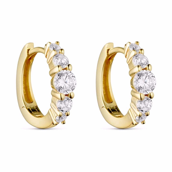 Forgyldte Creoler i Sølv med Zirkonia - 15 mm