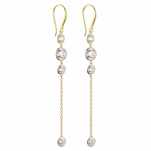 Forgyldte Sølv Ørehængere med Zirkonia og Kæde