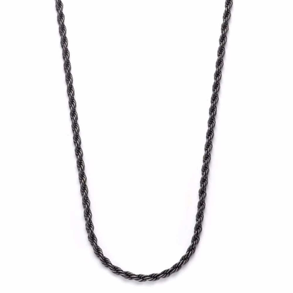 Frank1967 Cordel Halskæde i Mørkt Stål 4 mm - 60 cm