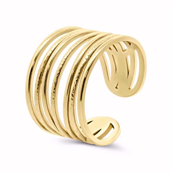 Justerbar Guldfarvet Ring i Stål - Multi Design