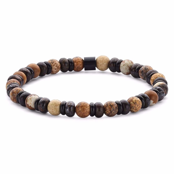 Herrearmbånd med brunlige Jaspis Sten - One Size