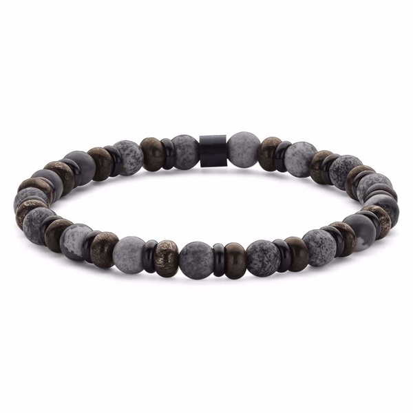 Herrearmbånd med grå spectrolite Sten - One Size