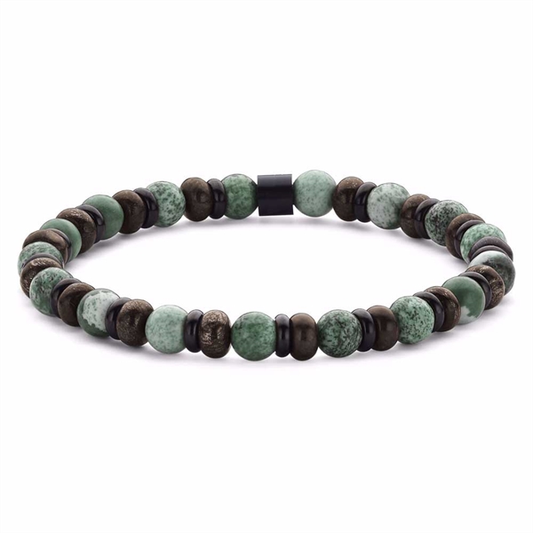 Herrearmbånd med grønlig afrikansk Sten - One Size