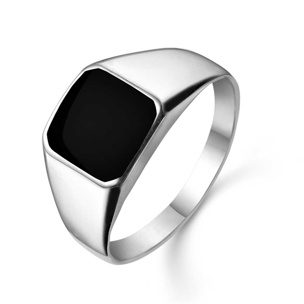 Herrering i 925 Sterling sølv med onyx
