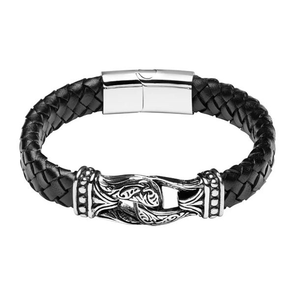 Sort Læderarmbånd 21 cm - Mulighed for gravering