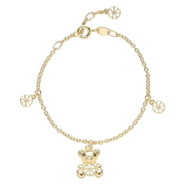 Lund Marguerit Armbånd i Forgyldt Sølv med Bamse - 14 til 16 cm