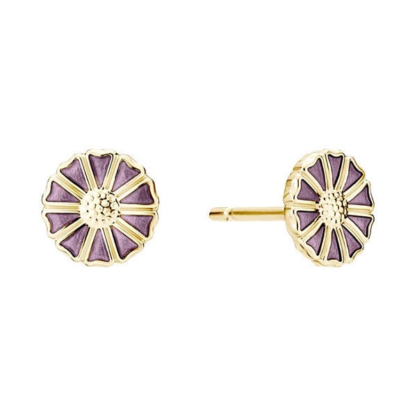 Marguerit ørestikker i 24 kt. forgyldt Sølv med lilla emalje