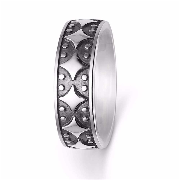 Herrering i Oxyderet Sterling Sølv - Mønstret Design