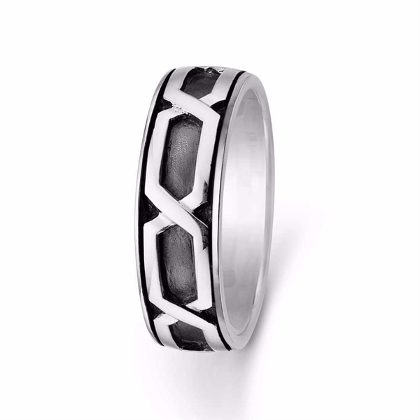 Herrering i Oxyderet Sterling Sølv - Flettet Mønster