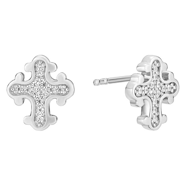 Ørestikker i Sterling Sølv med Dagmarkors og Zirkoniasten